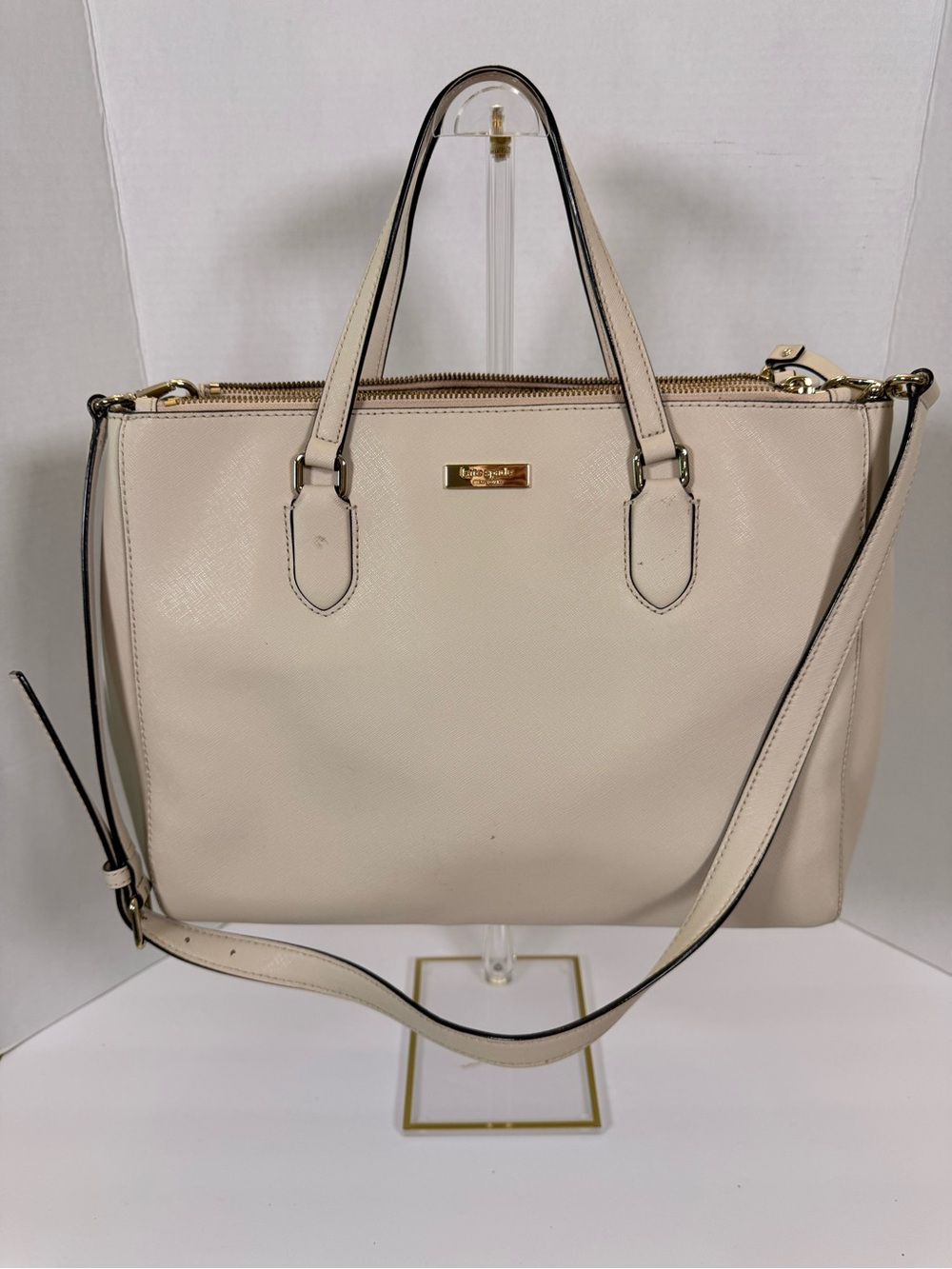 kate spade Cream Leather Tote with Removable Strap
